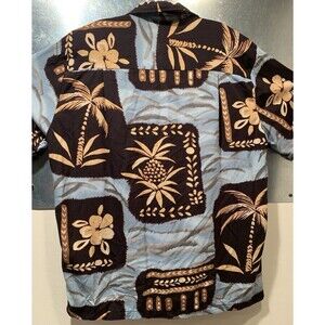 Vintage KALAHEO Hawaiian Tribal Floral Button Shirt Size M Made in Hawaii USA